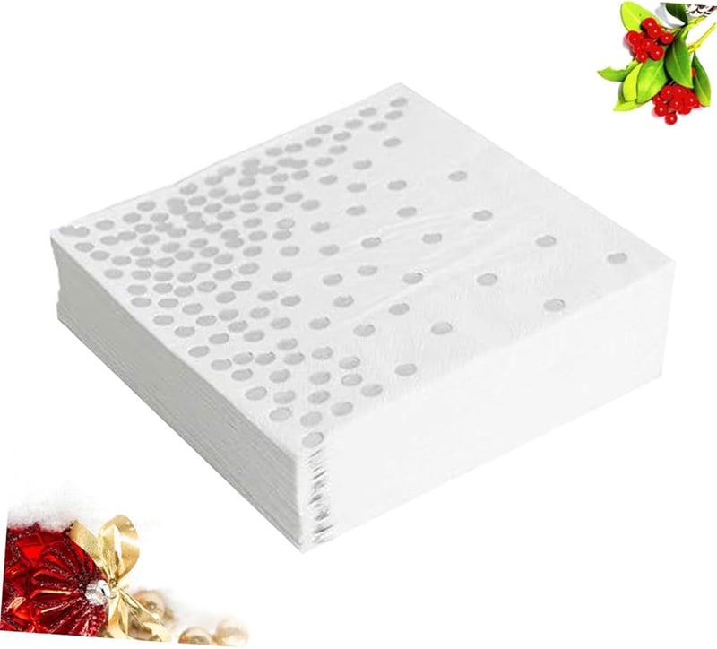 مناديل ورقية فضية النقاط للاستخدام لمرة واحدة 20 قطعة لحفلات الزفاف وأعياد الميلاد - Image 5